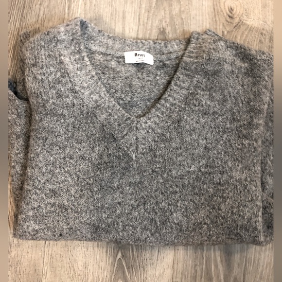 -Light Grey Woollen Sweater- - Picture 3 of 5